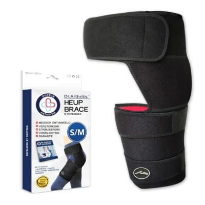 Afbeelding van Medische versterkende &amp; stabiliserende uniseks heupbrace brace voor ischias compressiewikkel heuppijn heupsteun met gids (Links, Zwart, S/M)