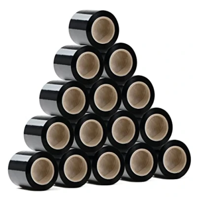 Afbeelding van RAGO® stretchfolie set 15 stuks mini rollen, 130 m, x 210 g, zwarte folie voor meubels, palletfolie, handfolie, wikkelfolie (38 31 8 cm), m lengte