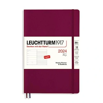 Afbeelding van LEUCHTTURM1917 3367812 weekkalender &amp; notitieboek zachte kaft paperback (B6+) 2024, 12 maanden, Port Red, Engels
