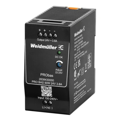 Afbeelding van Weidmüller PRO BAS 90W 24V 3.8A DIN rail netvoeding Inhoud: 1 stuk(s)