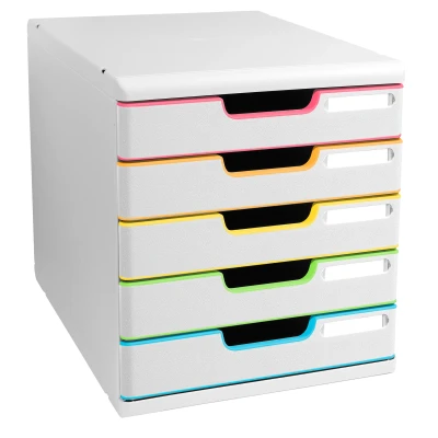 Afbeelding van Exacompta ref. 301913D Organisatiesysteem Ladebox MODULO A4 met 5 gesloten laden voor A4+ documenten Afmetingen: Diepte 35 x Breedte 28,8 hoogte 32 cm wit/hazel/wit