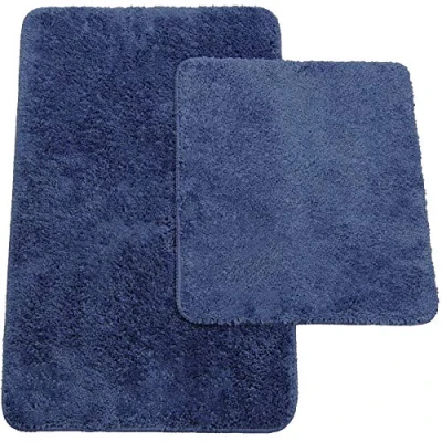 Afbeelding van Brandsseller Badkamermatten, set van 2 badmatten: ca. 50/80 cm en wc mat 45/50 cm. Kleur: blauw.