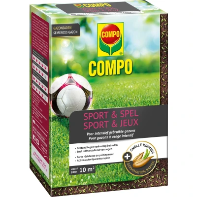 Afbeelding van COMPO Gazonzaad Sport &amp; Spel voor intensief gebruikte gazons bestand tegen veelvuldig betreden doos 200 g (10 m²)