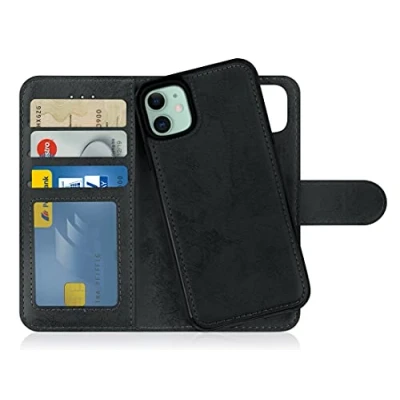 Afbeelding van MyGadget flip case voor Apple iPhone 11 magnetische hoes van synthetisch leer, kaartvak beschermhoes portemonnee zwart