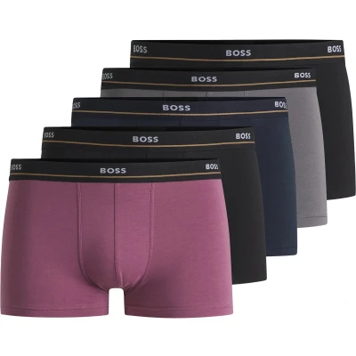 Afbeelding van HUGO BOSS Essential trunks (5 pack) heren boxers kort zwart roze grijs Maat: L