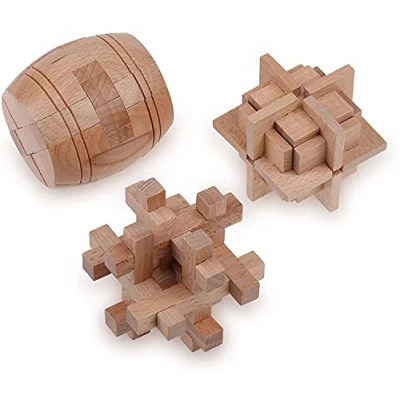Afbeelding van Houten hersenkraker puzzels voor volwassenen en kinderen 3D hersengames, IQ, geest logica test uitdagend hout educatief speelgoed van Sharp Brain Zone
