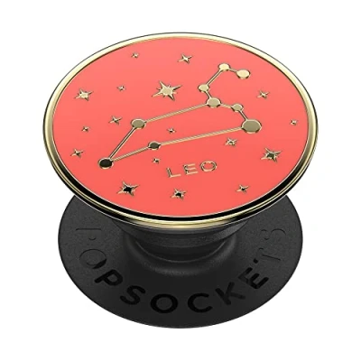 Afbeelding van PopSockets: PopGrip Uittrekbare Greep en Standaard voor Smartphones Tablets met een Verwisselbare PopTop Enamel Zodiac Leo