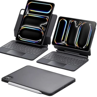 Afbeelding van ESR Rebound Magnetic Keyboard Case 360, compatibel met iPad Pro 11 (5e generatie), DE lay out, houtskool grijs