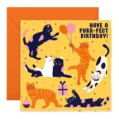 Afbeelding van Central 23 verjaardagskaart Voor haar Kattenthema &#039;Puurfect Birthday&#039; hem Wordt geleverd met leuke stickers
