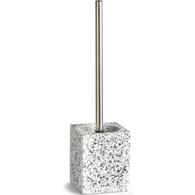 Afbeelding van Zeller WC/toiletborstel in houder kunststeen terrazzo 10 x 38 cm