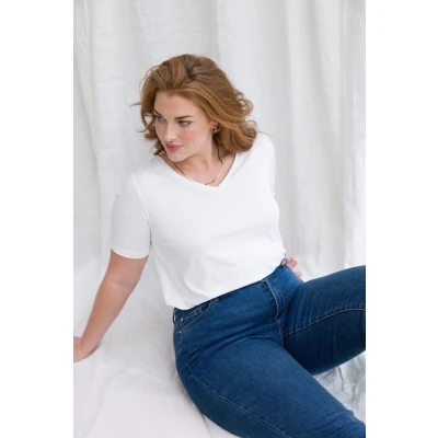 Afbeelding van Base Level Curvy basic T shirt Alba wit