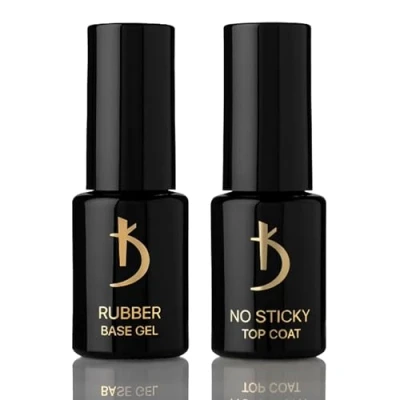Afbeelding van K Professionele nagelgel polish, Rubber Base &amp; No Wipe Top Coat, nagellak, manicurekit, glans en duurzaam, geschikt voor beginners professionals, hoogglans, gezonde nagels, 2 x 12 ml,