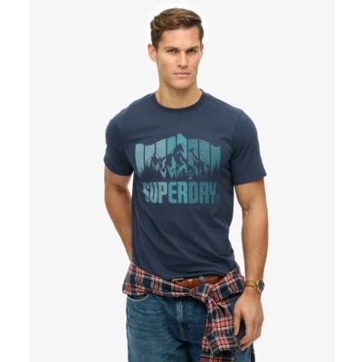 Afbeelding van Superdry Mountain Rainbow Tshirt print, Heren, Maat: Medium, Eclipse navy