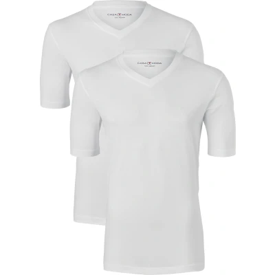 Afbeelding van CASA MODA T shirts (2 pack) V neck wit Maat: 7XL