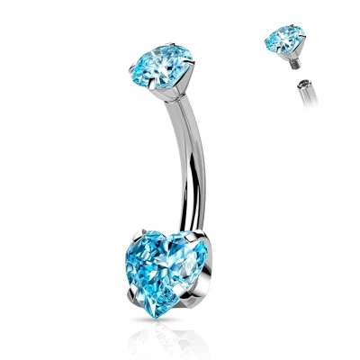 Afbeelding van Piercing titanium hartje aqua