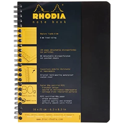 Afbeelding van Rhodia 193469C Notitieboek, DIN A5 (16x21 cm), gelinieerd, ideaal voor je notities, 80 vellen, 1 stuk, zwart