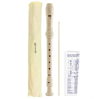 Afbeelding van World Rhythm WR 807 Descant Recorder Driedelige School, Beginners met Tas en Reinigingsstang Vingerkaart Wit