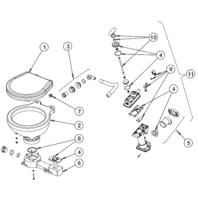 Afbeelding van Johnson pump space saver porseleinen pot boot toilet