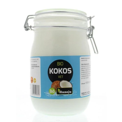 Afbeelding van Hanoju Kokosolie Geurloos Beugelglas Bio, 1000 ml