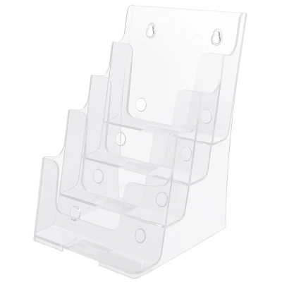 Afbeelding van Kurtzy Helder Plastic A4 Brochure Houder 4 Laags Balie/Bureau &amp; Muurgemonteerde Portret Display Standaard Literatuur, Boek, Flyer, Menu, Brochure, tijdschrift Pamflet Houders