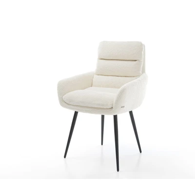 Afbeelding van Armleunstoel Abelia Flex met armleuning 4 poot conisch zwart bouclé wit