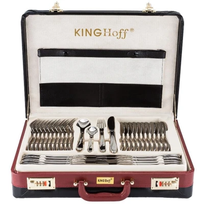 Afbeelding van KINGHOFF 3519 luxe bestekset koffer 72 delig 12 persoons Modern bestek