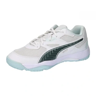 Afbeelding van Puma Solarflash JR II Unisex Handbalschoenen voor kinderen, Maat: 32, White/nitro blue/shadow gray Textiel/ synthetisch