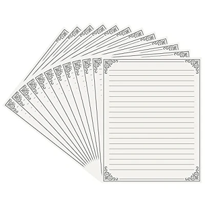 Afbeelding van Belle Vous Vintage Schrijfpapier (48 Pak) 28 x 21,5 cm Lettermaat Lijnen Vellen Creme Papier Set Voor Handschrift, Kunsten, Uitnodigingen, Gedichten en Meer