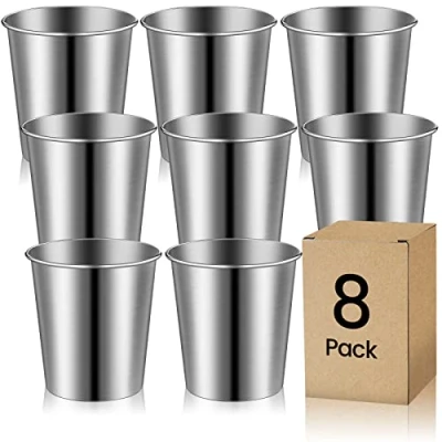 Afbeelding van 8 stuks roestvrijstalen bekers, 260 ml roestvrij stalen borrelglazenset, stapelbare drinkbekers, borrelbekers, metalen bierpulgen, feestbekers voor verjaardagen,
