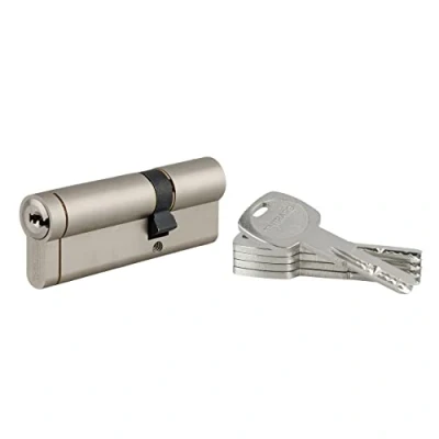 Afbeelding van THIRARD Slot Cilinder 30 X 60 mm vernikkeld Transit 1 Afmetingen: 30x60 profiel Europees messing 6 pins mechanisme