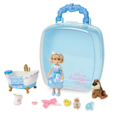 Afbeelding van Disney Store Officiële Disney&#039;s Once Upon a Story Assepoester Mini Poppen Speelset, 10 St., Speelfiguur Set met Accessoires, Inclusief Hond Bruno en Badkuip Geschikt voor Kinderen vanaf 3 Jaar