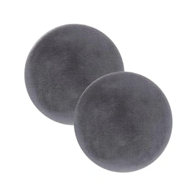 Afbeelding van Hoge kwaliteit imitatie bont vloerkleed fluffy woonkamer hoogpolig lamsvel schapenvacht accessoire decoratief set van 2 grijs rond Ø 35 cm