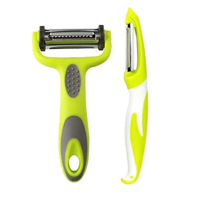 Afbeelding van QitinDasen 2Pcs Professionele Groenteschiller, Multifunctioneel Fruit Dunschiller, 3 in 1 Y Dunschiller + Rechte Draaibare Aardappelschiller, Wortel