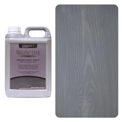 Afbeelding van Littlefair&#039;s Houtvlek en kleurstof op waterbasis Pastelbereik (2,5 ltr, maanlicht grijs) Houtkleurstof voor binnen hout, inclusief deuren plinten