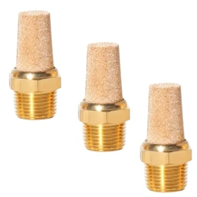 Afbeelding van Pneumatische geluiddemper van gesinterd brons 3/8&quot; set 3 persluchtgeluiddempers industriële kwaliteit (3, 3/8&quot;)