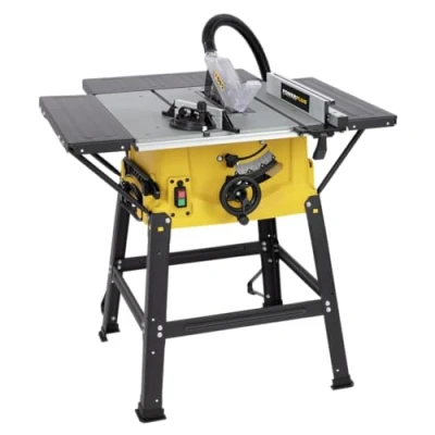 Afbeelding van Powerplus POWX07595 Zaagtafel Tafelzaagmachine met onderstel 2000W 250mm zaagblad Incl. 24 tanden cirkelzaag blad voor hout, parallelgeleider, aansluiting stofzuiger Stevig en gebruiksvriendelijk