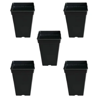 Afbeelding van GROWMANIA Set van 5 vierkante bloempotten voor planten, zwart, 18 l, vijf kunststof, 30 x cm