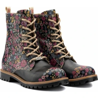 Afbeelding van GOBY Flowerboots Boots Laars laarzen Damesboots Dames Longboots Handmade Bloemenprint Maat 35