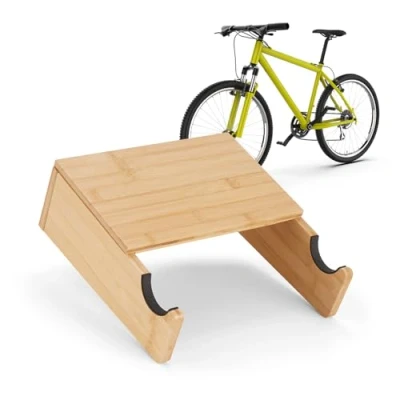 Afbeelding van Wandhouder voor fiets, hout, fietswandhouder van bamboe, racefiets wandhouder, fietshouder aan de muur, fietsophanging, fietswandhouders