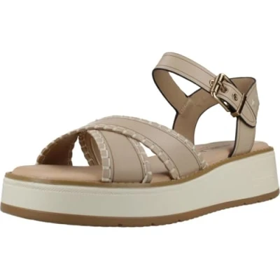 Afbeelding van Carmela Sandalen met sleehak, Dames, Maat: 38, Beige Leer