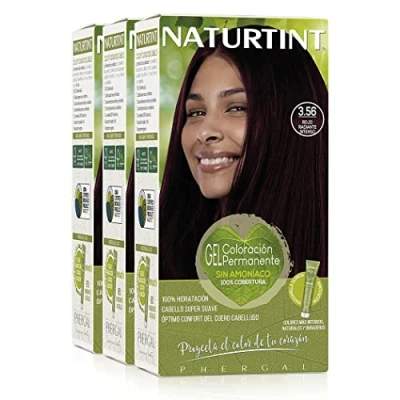 Afbeelding van Naturtint Biobased Ammoniakvrije kleuring 100% grijsdekking Plantaardige ingrediënten Natuurlijke en langhoudende kleur 3.56 Intens Stralend Rood Pak van 3