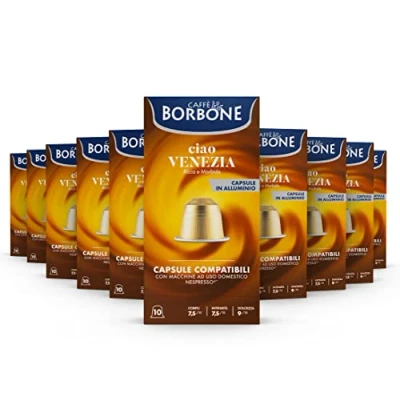 Afbeelding van Caffè Borbone Ciao Venezia Koffieblend 100 Aluminium Capsules (10 verpakkingen van 10) Compatibel met de Nespresso* koffiemachines voor thuis