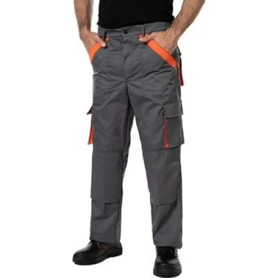Afbeelding van Mazalat Werkbroek voor Heren met Kniebeschermers, Werkbroek, Cargobroek, Grijs/Oranje, 56