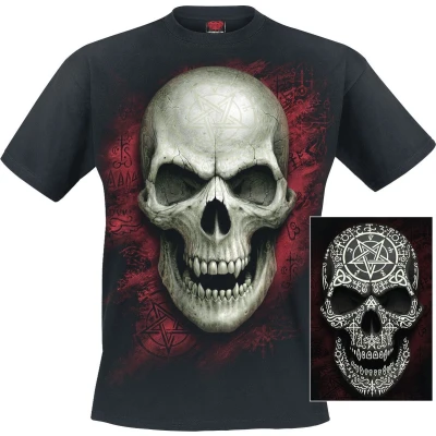 Afbeelding van Spiral Heren Tshirt M GOTHIC RUNES GLOW IN THE DARK Zwart
