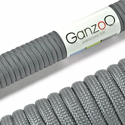 Afbeelding van Ganzoo Paracord 550 touw voor armband, riem, halsband, nylon 31 meter, donkergrijs
