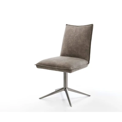 Afbeelding van DELIFE Draaistoel Lelio Flex microvelours taupe vintage kruispoot grafiet 360 draaibaar rocker functie pocketveer kern