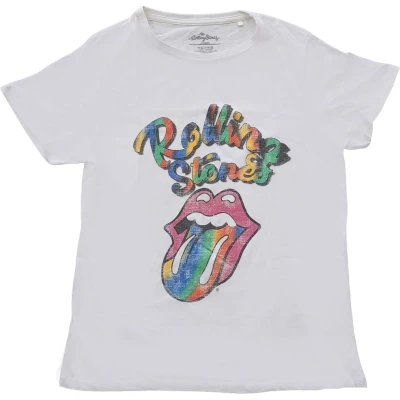 Afbeelding van The Rolling Stones Multicolour Tongue Dames T shirt 2XL Wit
