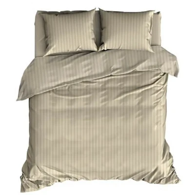 Afbeelding van Dekbedovertrek Satin D&#039;or Satijn Streep Sand 240 x 200 / 220 cm Lits Jumeaux