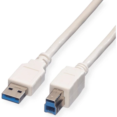 Afbeelding van VALUE USB 3.2 Gen 1 kabel, type A B, wit, 0,8 m