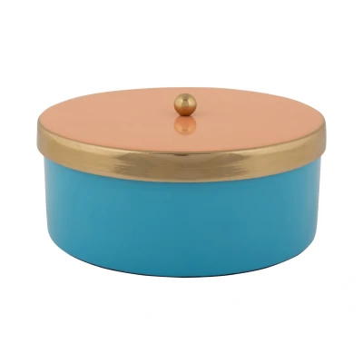 Afbeelding van Present Time Opbergbox Double Funky Medium Aqua blue &amp; peach orange